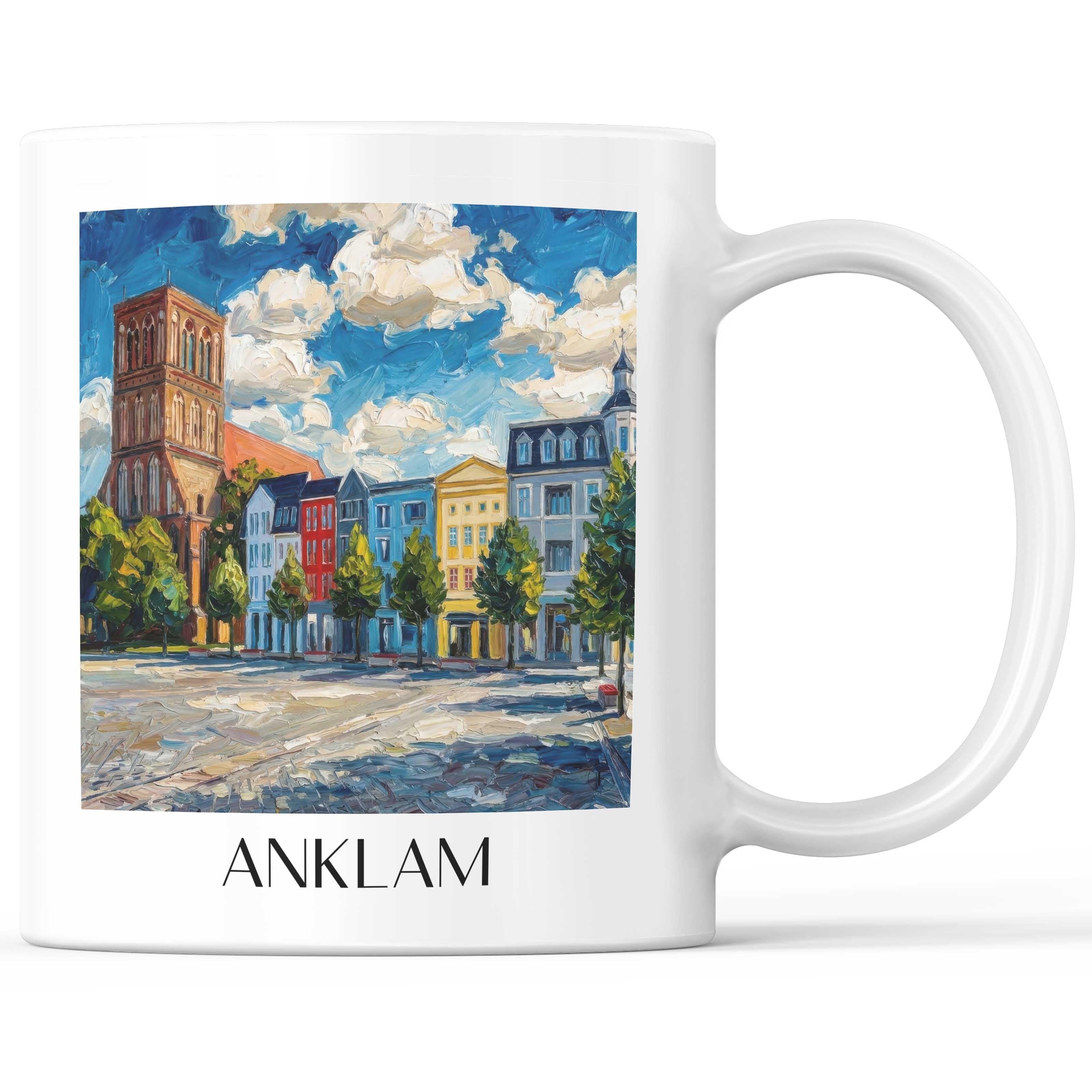 Anklam Kaffeebecher - Mecklenburg-Vorpommern - Deutschland Becher - Kaffeetasse im Ölgemälde Stil