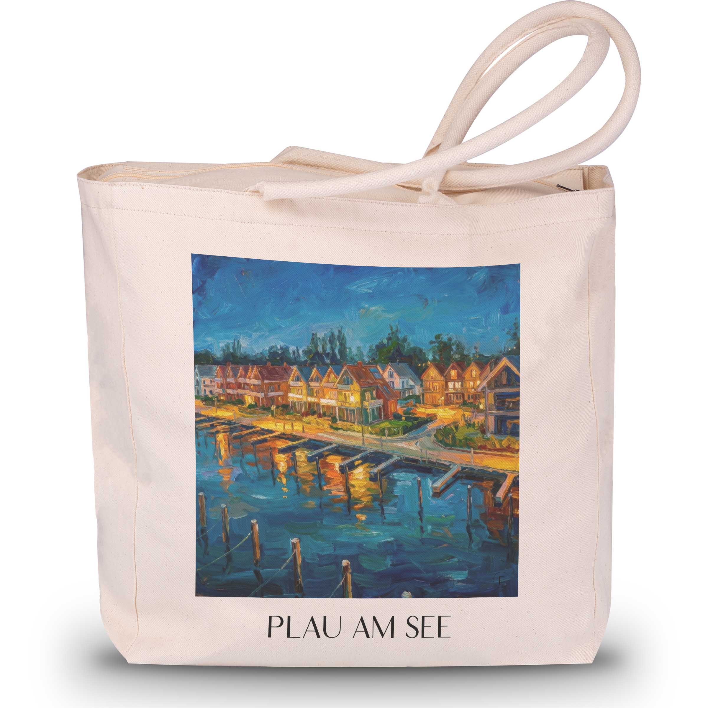 Plau am See Shopping Tasche - Mecklenburgische Seenplatte - Deutschland Tote Bag - Einkaufstasche im Ölgemälde Stil