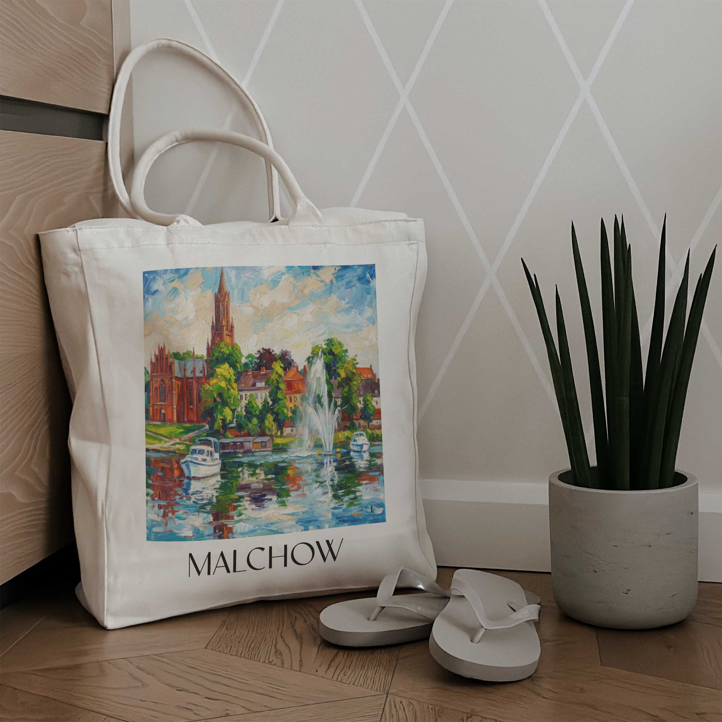 malchow-mecklenburgische-seenplatte-deutschland-einkaufstasche-oil-painting-oelgemaelde