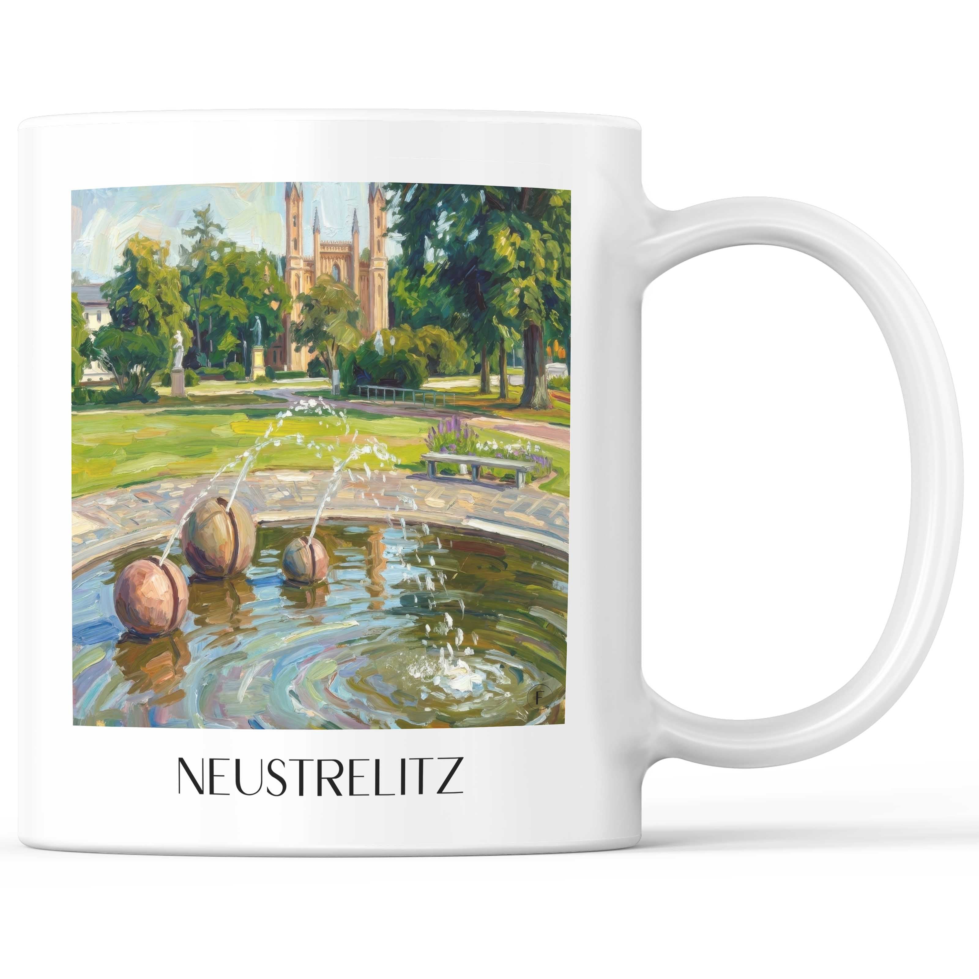 Neustrelitz Kaffeebecher - Mecklenburgische Seenplatte - Deutschland Becher - Kaffeetasse im Ölgemälde Stil