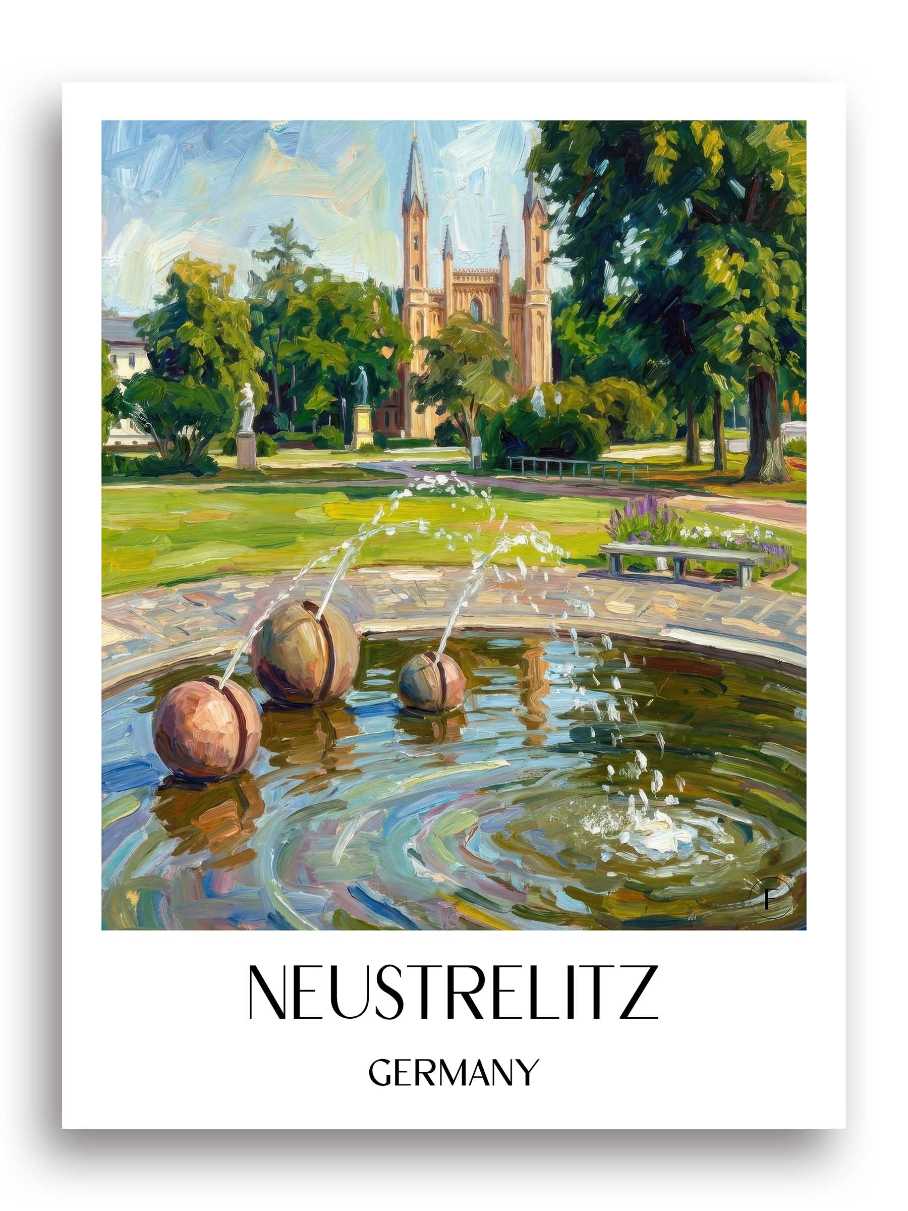 Neustrelitz Poster - Mecklenburgische Seenplatte - Deutschland Kunstdruck - Ölgemälde von A4 bis A1