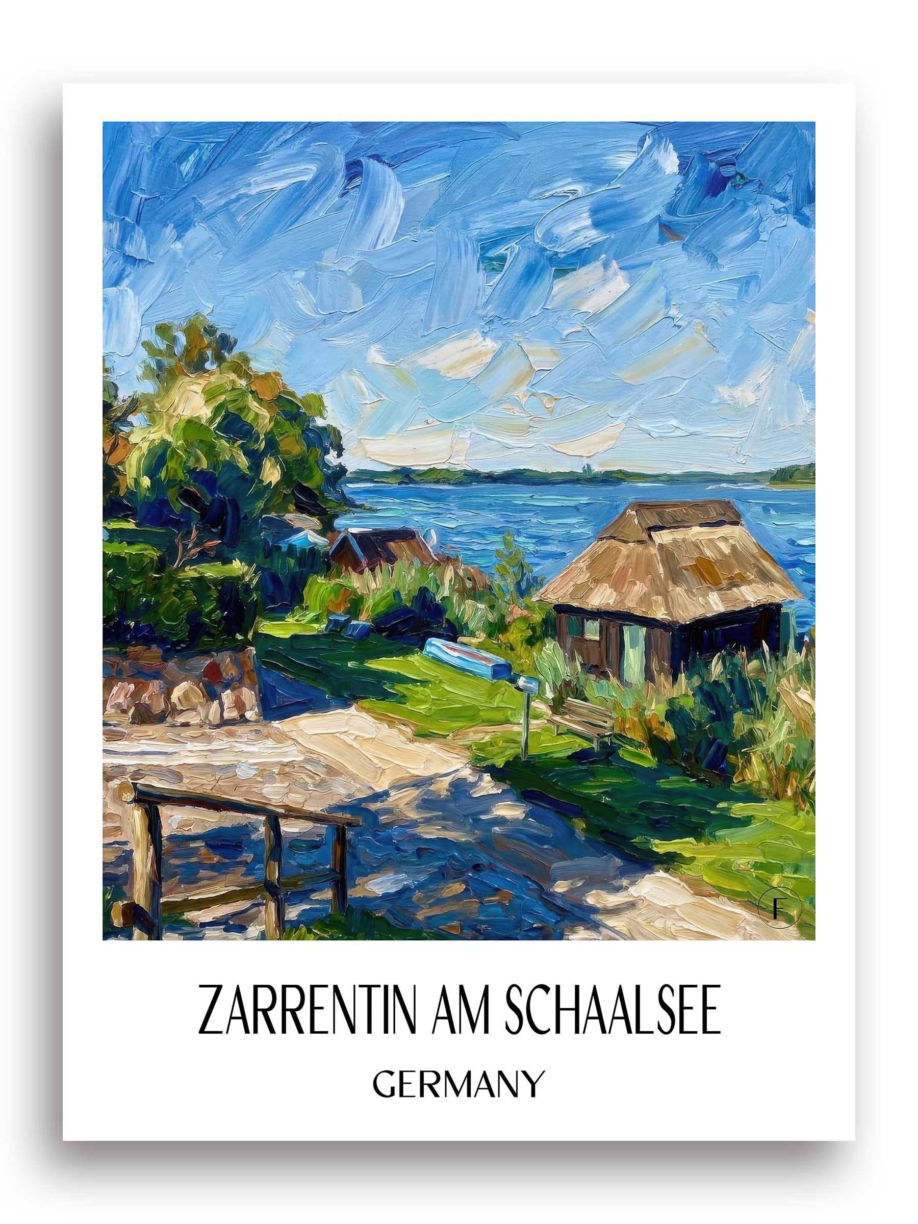 Zarrentin am Schaalsee Poster - Mecklenburg-Vorpommern - Deutschland Kunstdruck - Ölgemälde von A4 bis A1