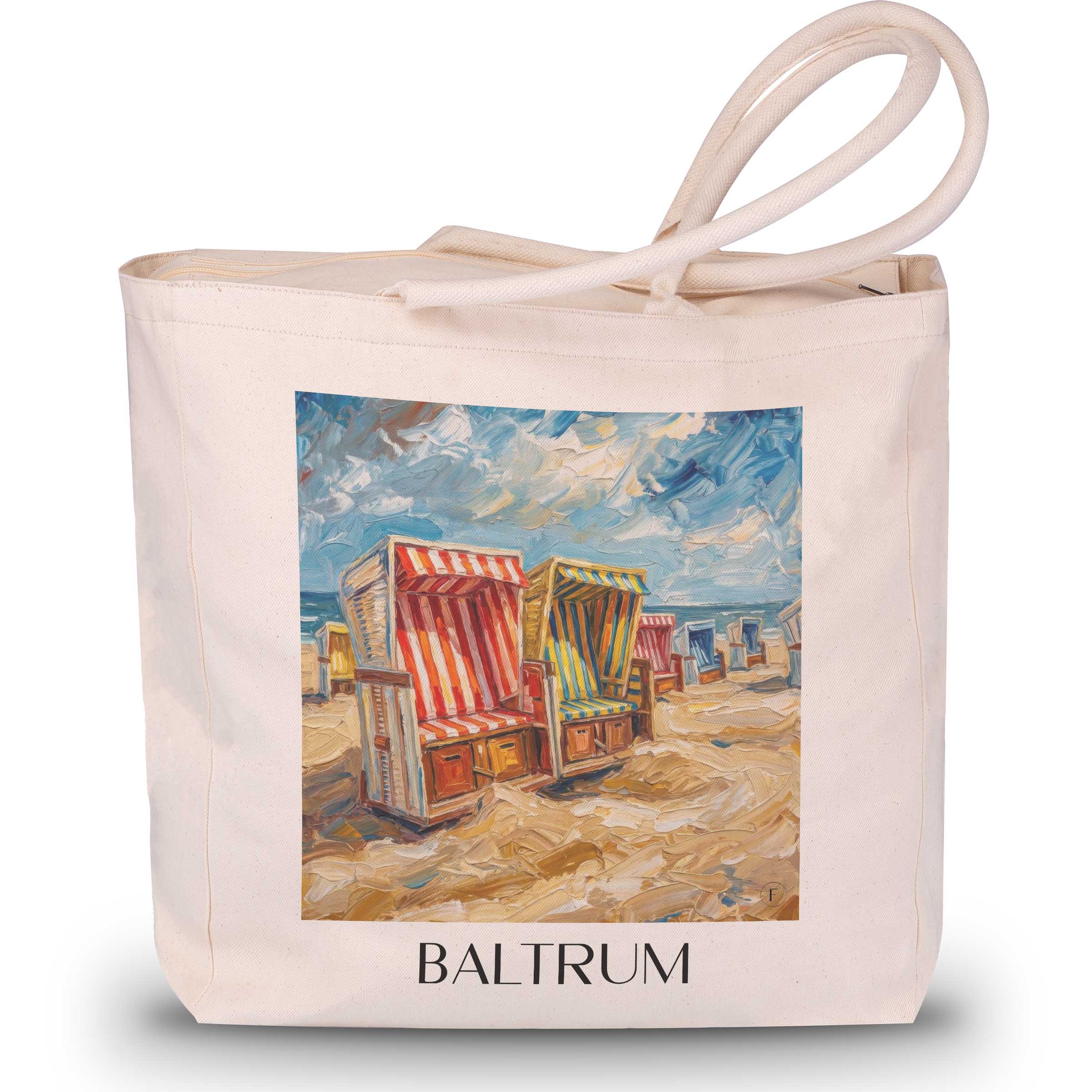 Baltrum Shopping Tasche - Ostfriesland - Deutschland Tote Bag - Einkaufstasche im Ölgemälde Stil