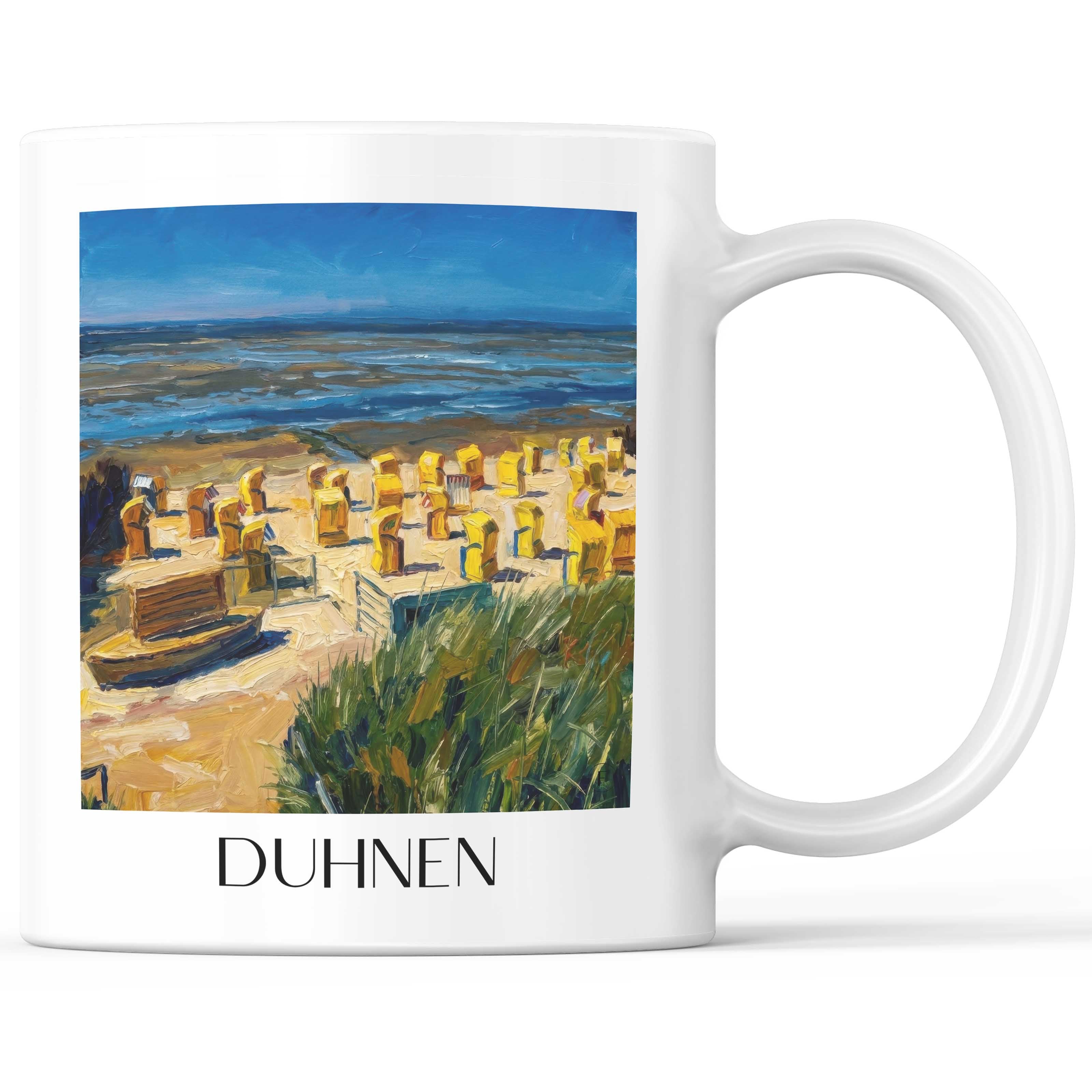 Duhnen Kaffeebecher - Nordseeküste - Deutschland Becher - Kaffeetasse im Ölgemälde Stil