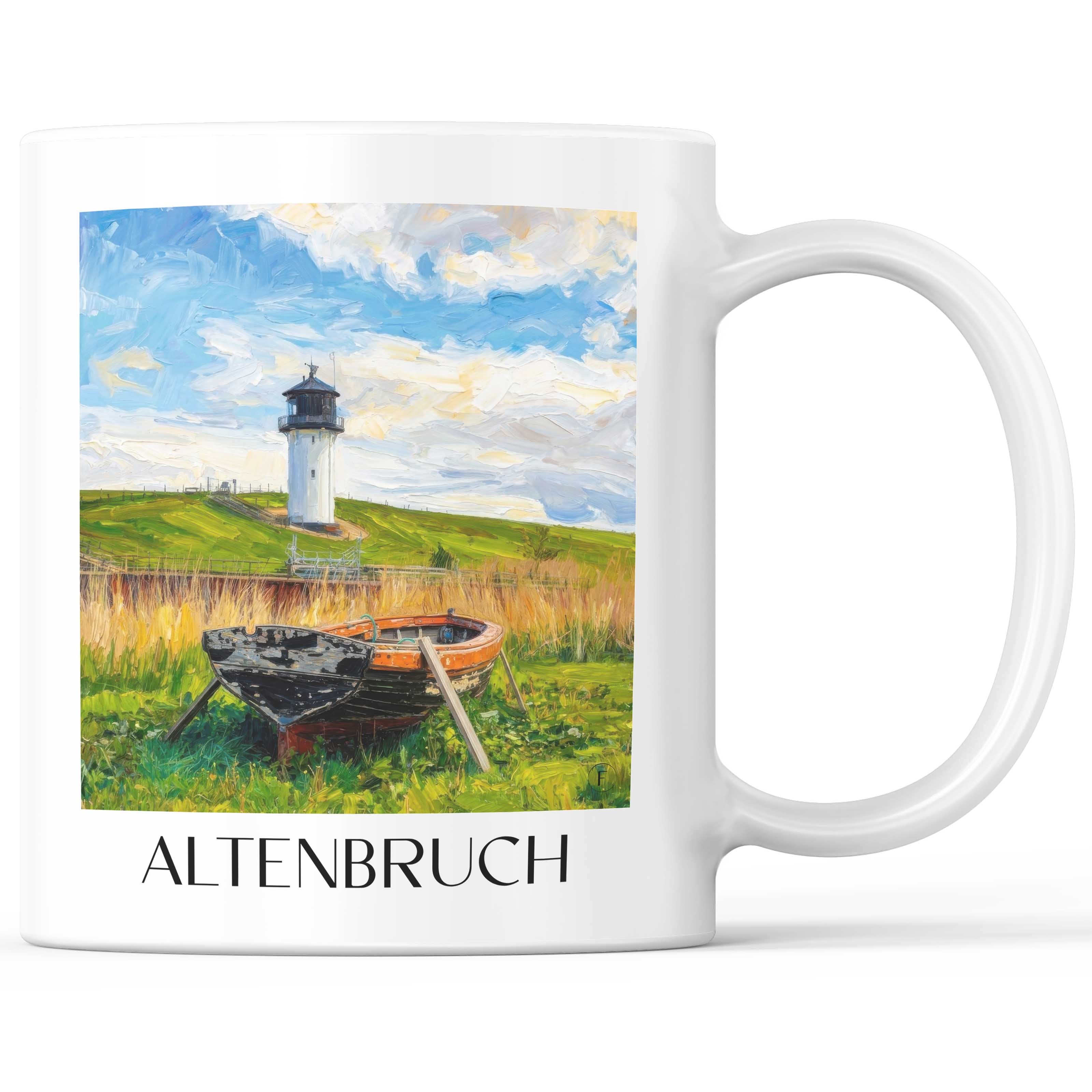 Altenbruch Kaffeebecher - Nordseeküste - Deutschland Becher - Kaffeetasse im Ölgemälde Stil