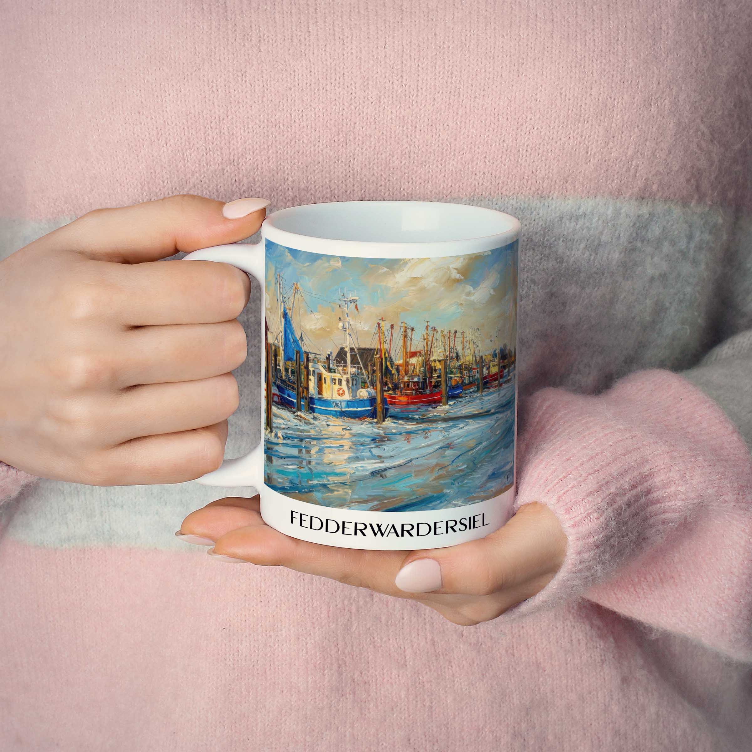 fedderwardersiel-niedersachsen-deutschland-kaffeebecher-oil-painting-oelgemaelde
