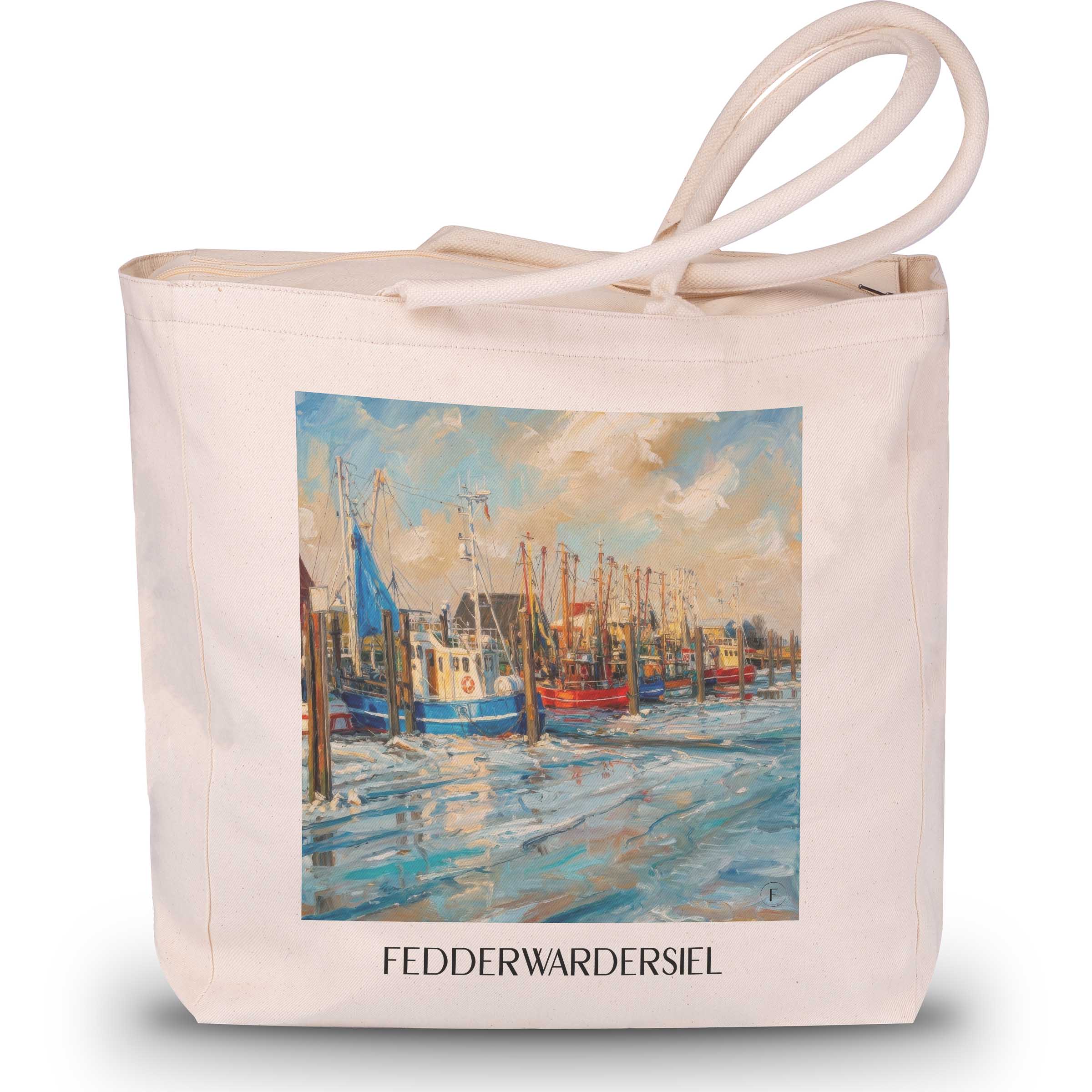 Fedderwardersiel Shopping Tasche - Niedersachsen - Deutschland Tote Bag - Einkaufstasche im Ölgemälde Stil
