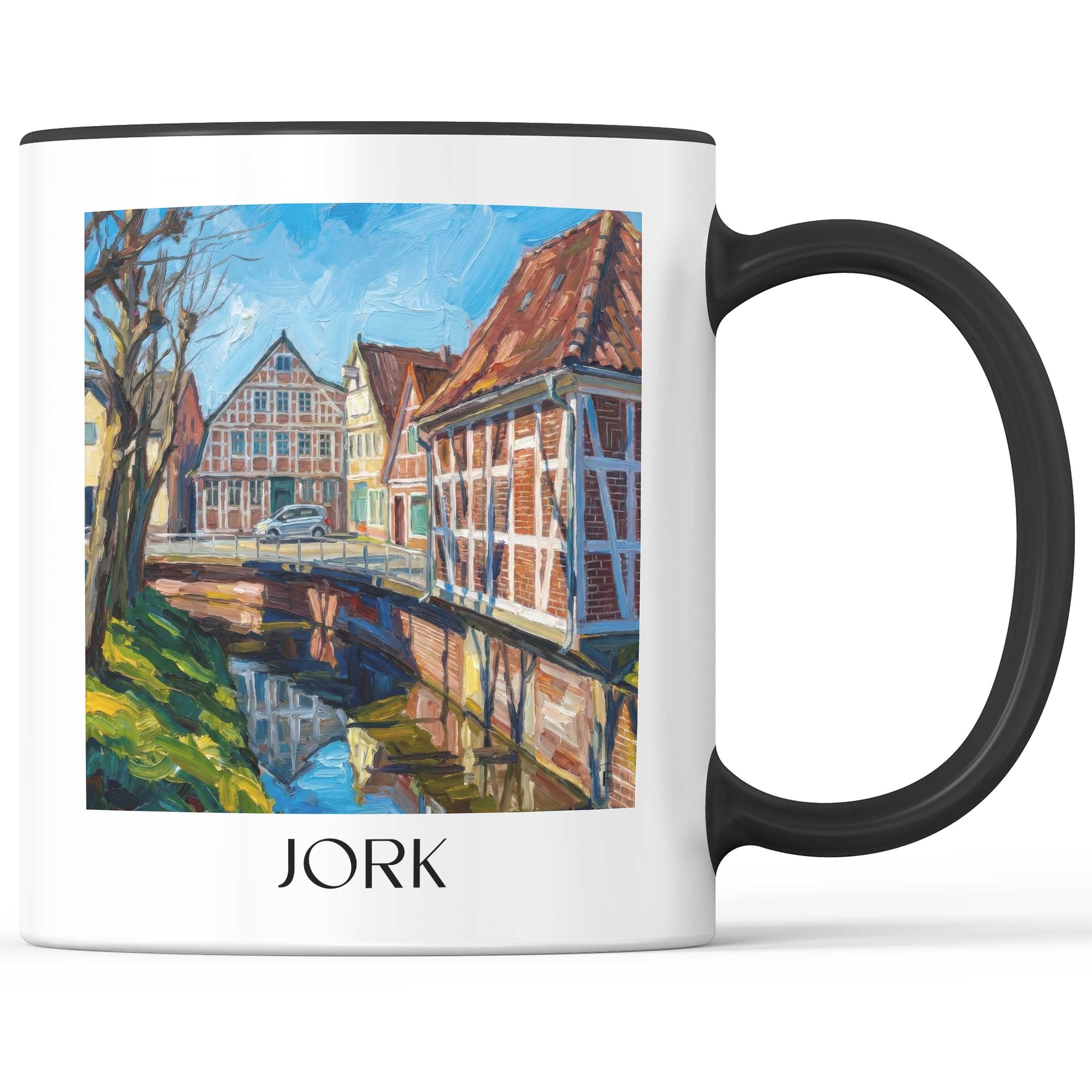 Jork Kaffeebecher - Niedersachsen - Deutschland Becher - Kaffeetasse im Ölgemälde Stil