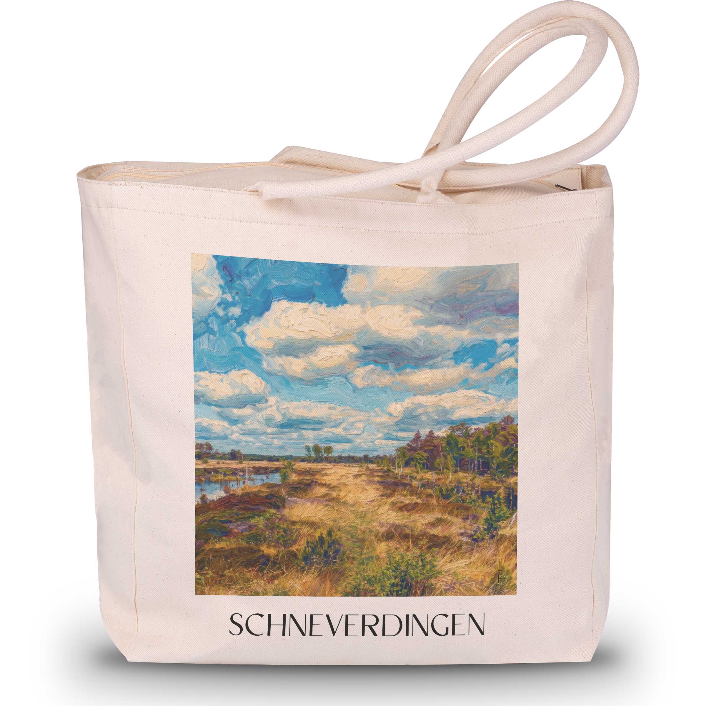 Schneverdingen Shopping Tasche - Lüneburger Heide - Deutschland Tote Bag - Einkaufstasche im Ölgemälde Stil