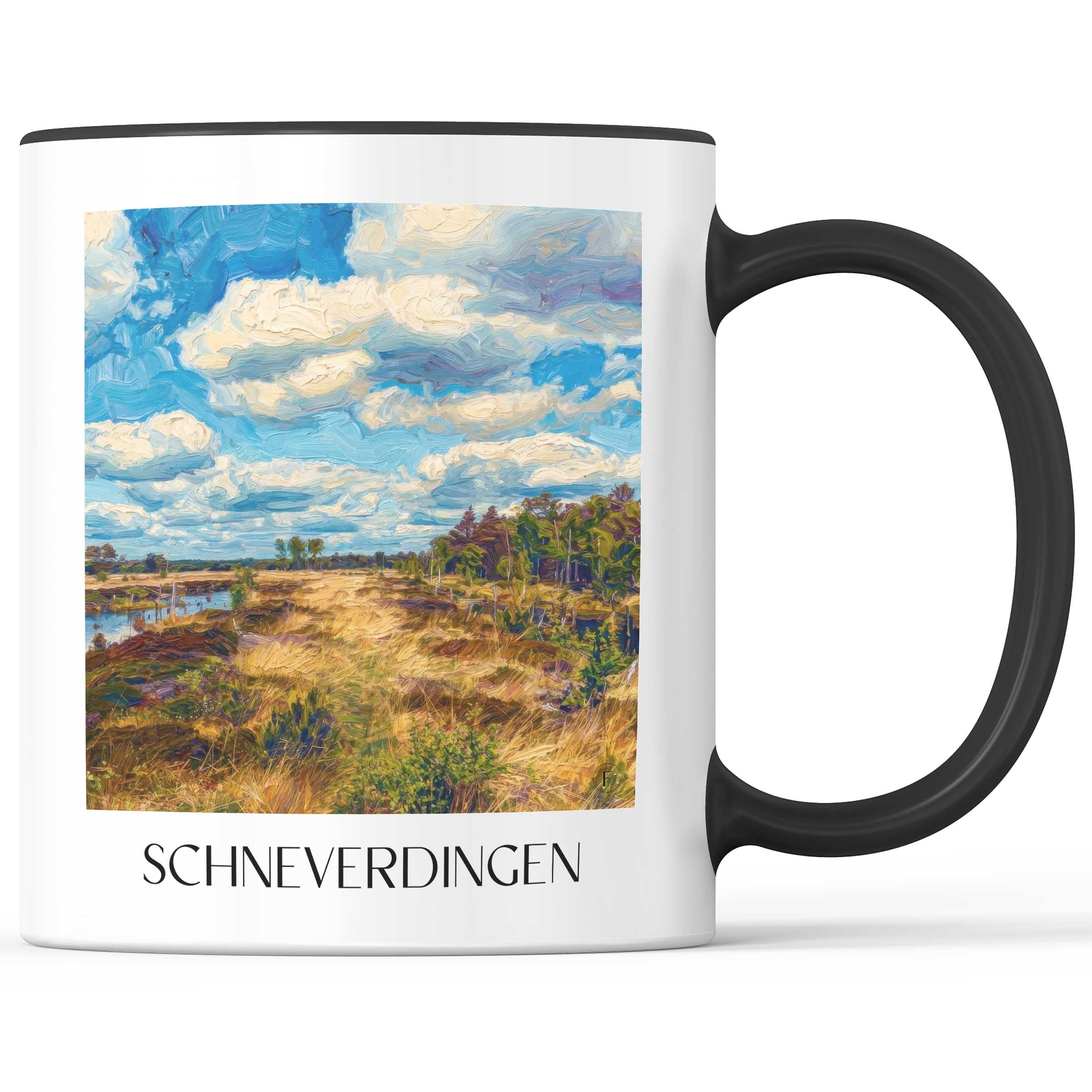 Schneverdingen Kaffeebecher - Lüneburger Heide - Deutschland Becher - Kaffeetasse im Ölgemälde Stil