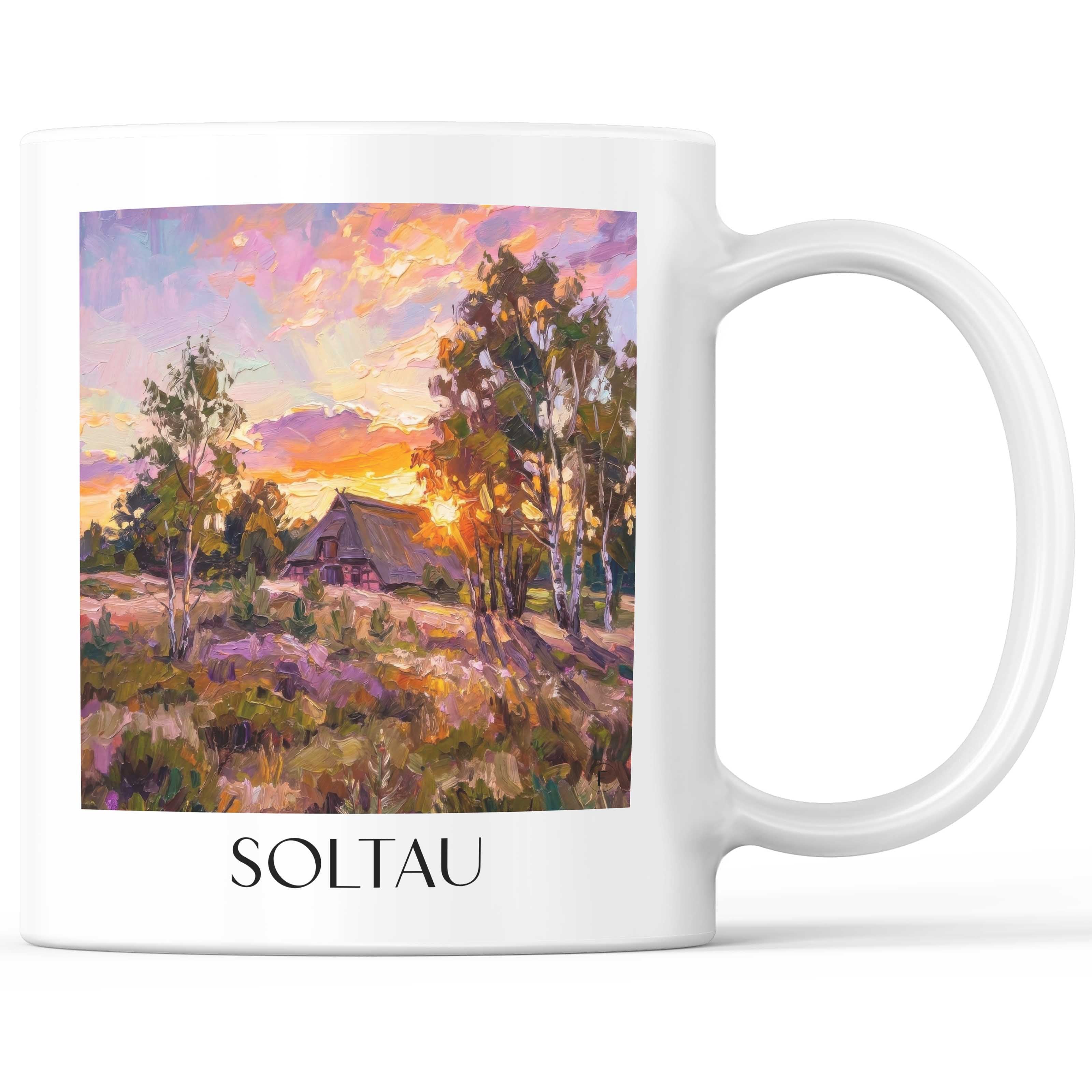 Soltau Kaffeebecher - Lüneburger Heide - Deutschland Becher - Kaffeetasse im Ölgemälde Stil
