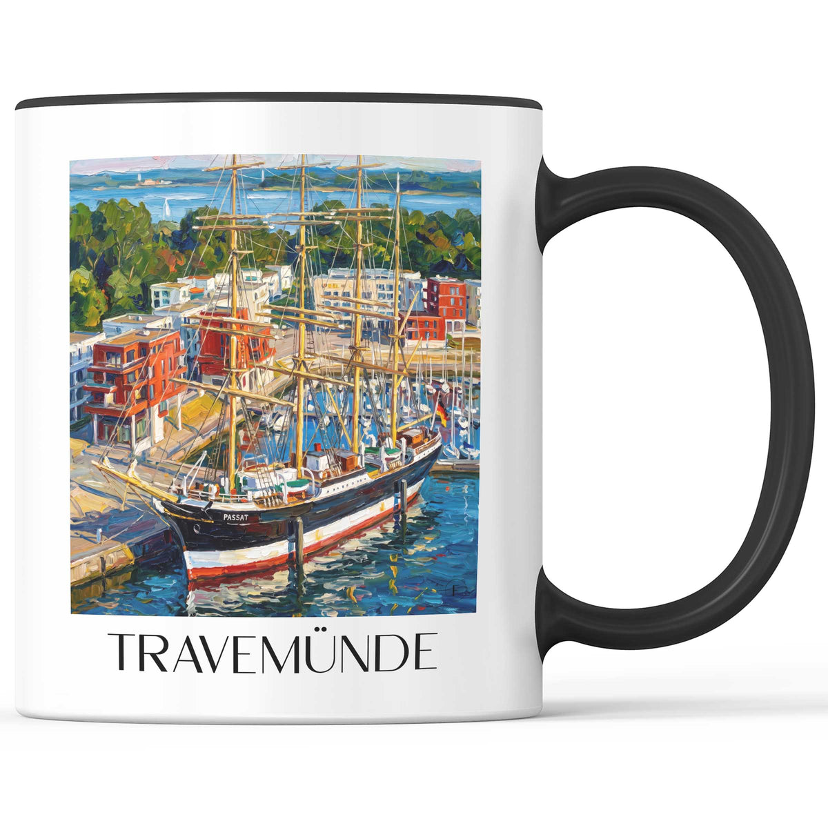 Travemünde Kaffeebecher - Ostsee - Deutschland Becher - Kaffeetasse im Ölgemälde Stil