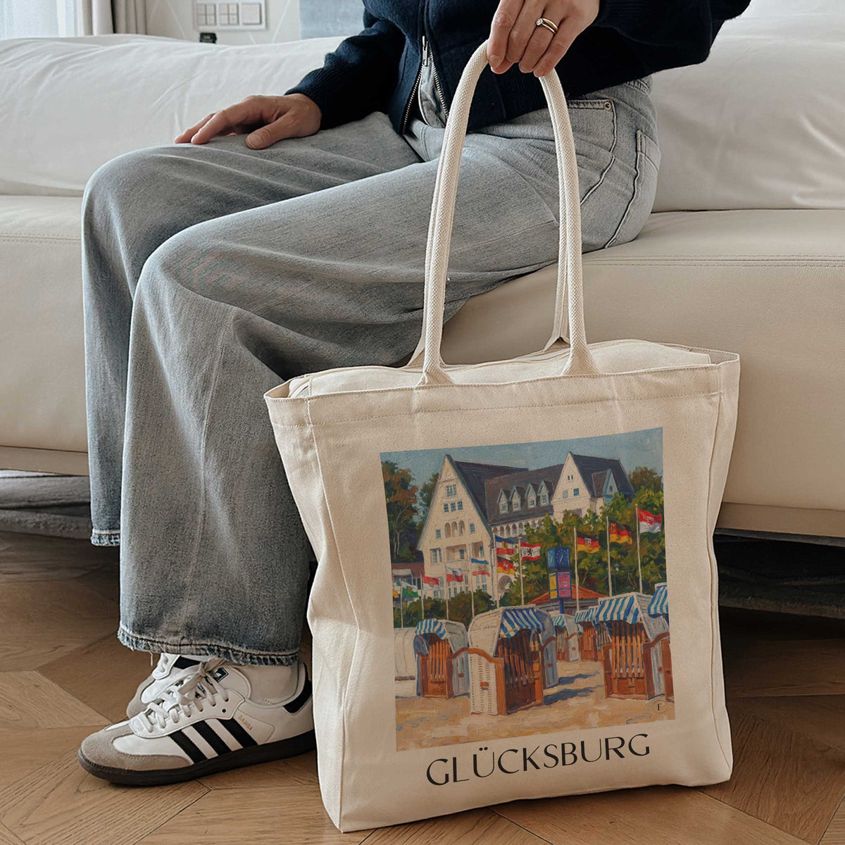 glücksburg-flensburger-förde-deutschland-einkaufstasche-oil-painting-oelgemaelde