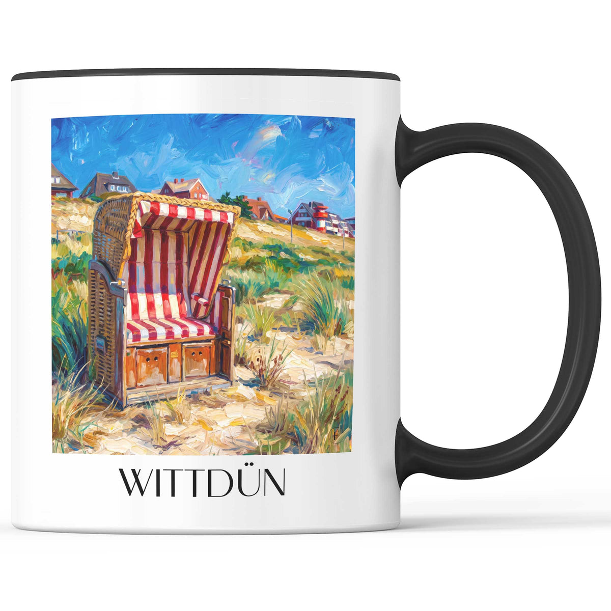 Wittdün Kaffeebecher - Amrum - Deutschland Becher - Kaffeetasse im Ölgemälde Stil