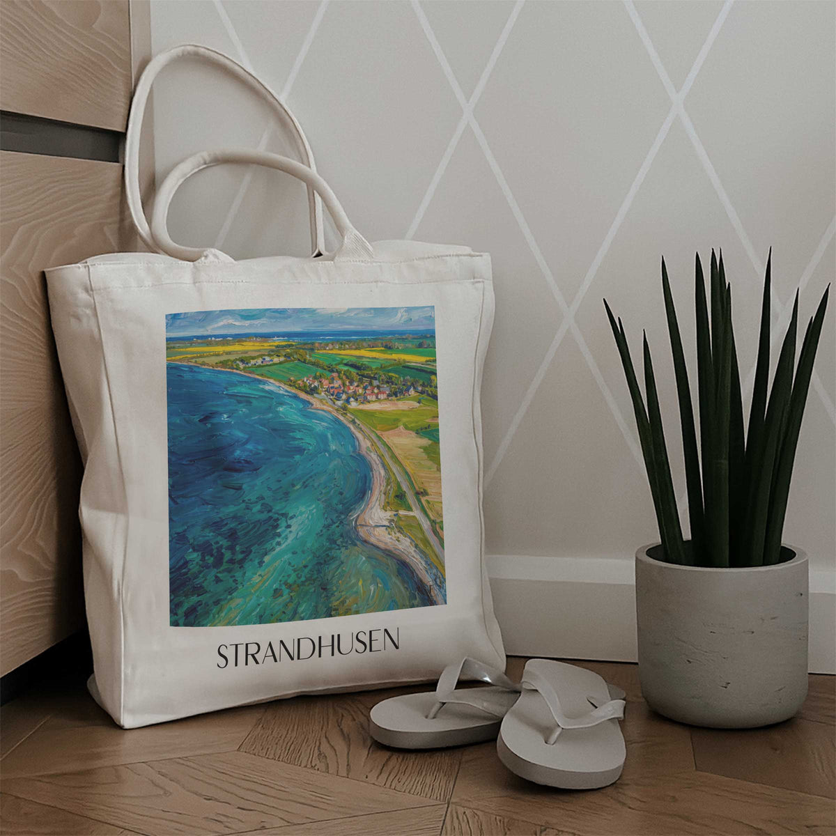 strandhusen-ostsee-deutschland-einkaufstasche-oil-painting-oelgemaelde