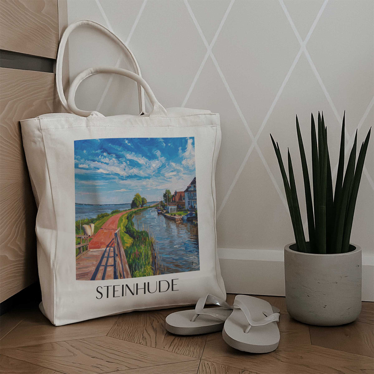 steinhude-niedersachsen-deutschland-einkaufstasche-oil-painting-oelgemaelde