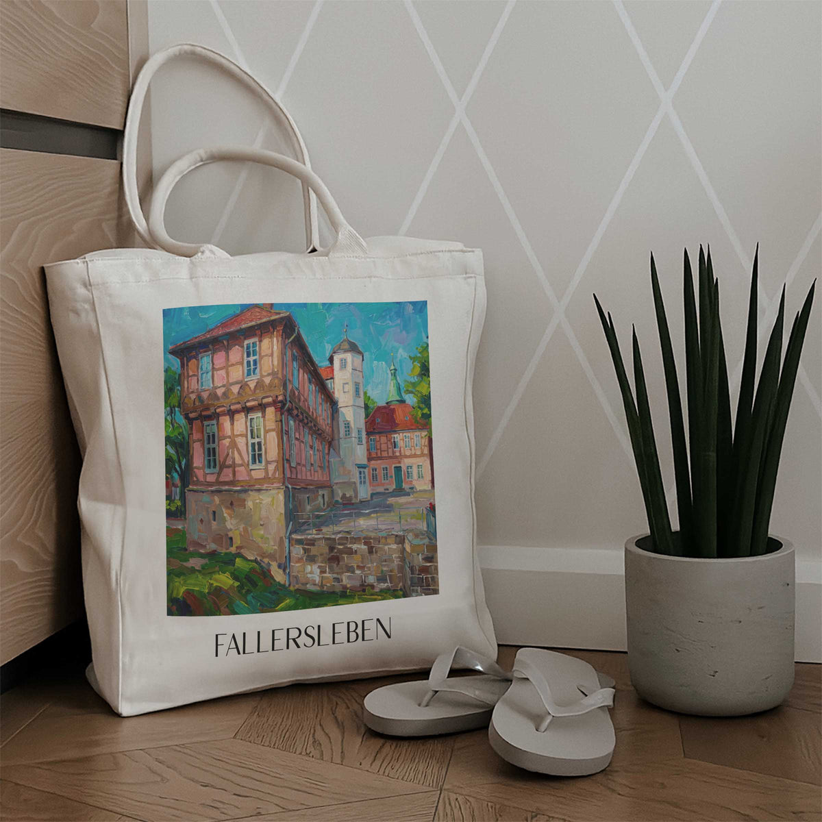 fallersleben-niedersachsen-deutschland-einkaufstasche-oil-painting-oelgemaelde