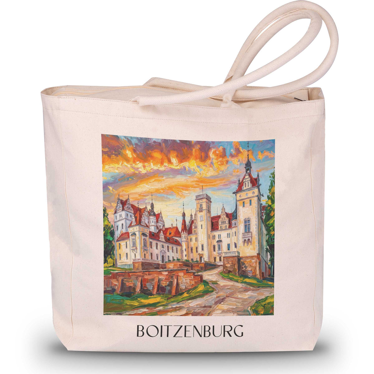 Boitzenburg Shopping Tasche - Uckermark - Deutschland Tote Bag - Einkaufstasche im Ölgemälde Stil - favplace