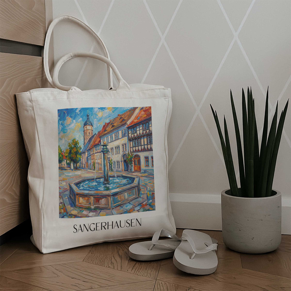 sangerhausen-südharz-deutschland-einkaufstasche-oil-painting-oelgemaelde