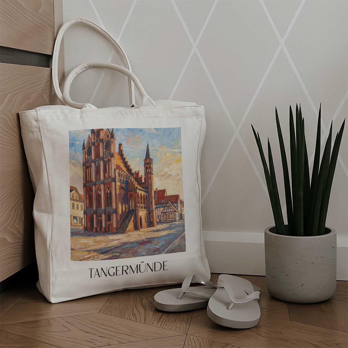 tangermünde-altmark-deutschland-einkaufstasche-oil-painting-oelgemaelde