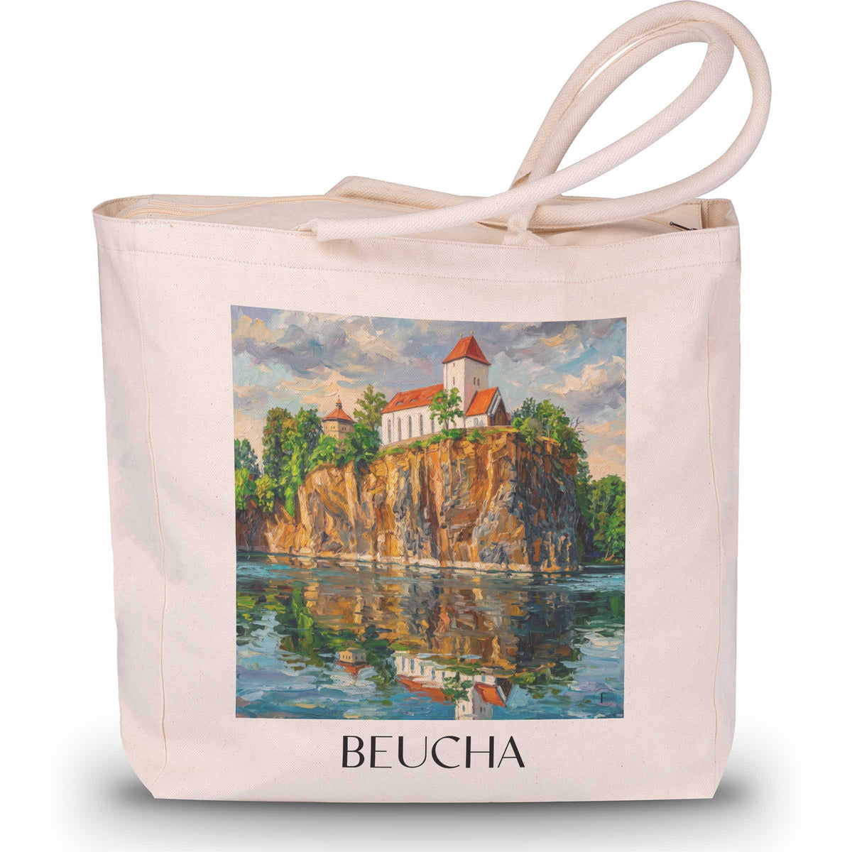 Beucha Shopping Tasche - Leipziger Land - Deutschland Tote Bag - Einkaufstasche im Ölgemälde Stil - favplace