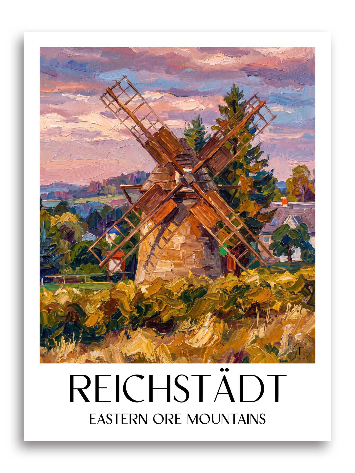 Reichstädt Poster - Osterzgebirge - Deutschland Kunstdruck - Ölgemälde von A4 bis A1