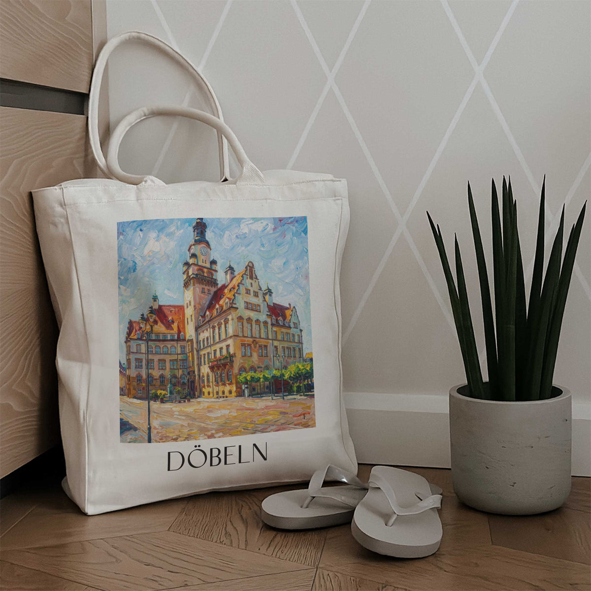 döbeln-sachsen-deutschland-einkaufstasche-oil-painting-oelgemaelde