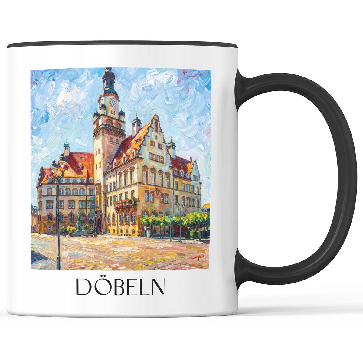 Döbeln Kaffeebecher - Sachsen - Deutschland Becher - Kaffeetasse im Ölgemälde Stil