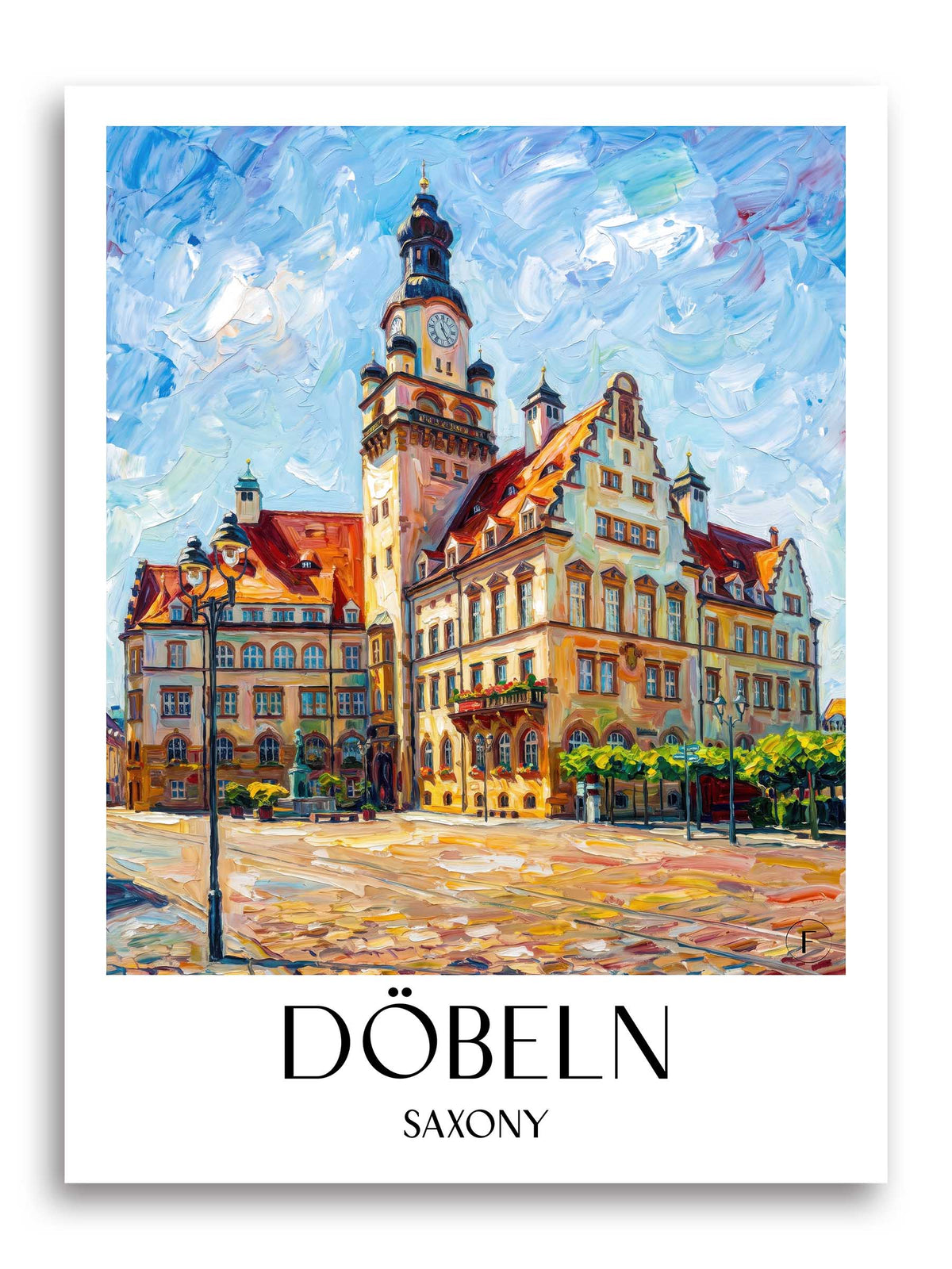 Döbeln Poster - Sachsen - Deutschland Kunstdruck - Ölgemälde von A4 bis A1