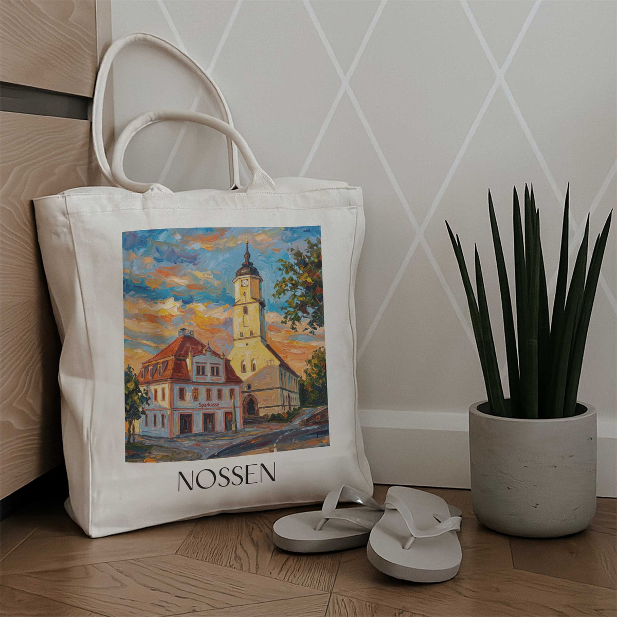 nossen-sachsen-deutschland-einkaufstasche-oil-painting-oelgemaelde