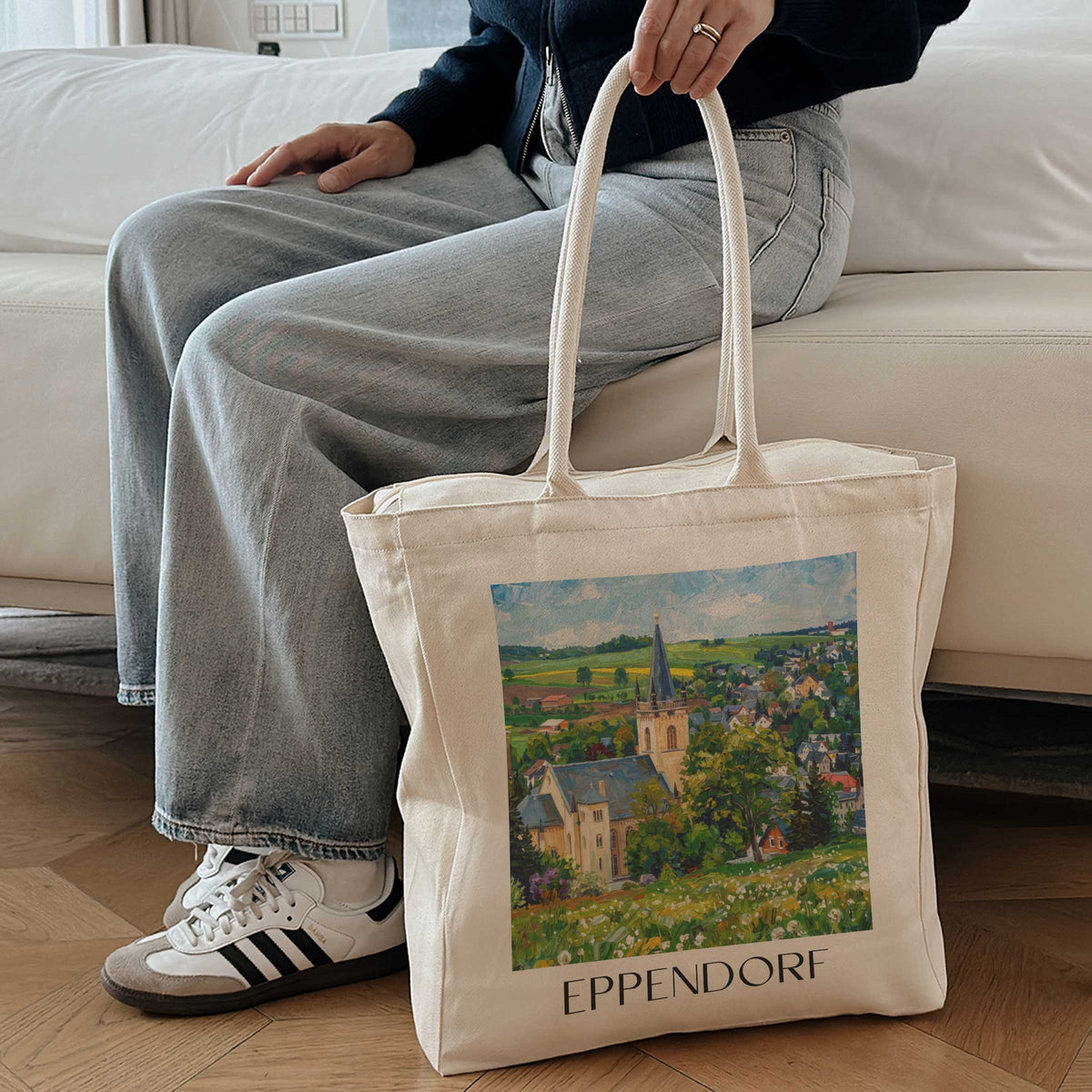 eppendorf-erzgebirge-deutschland-einkaufstasche-oil-painting-oelgemaelde