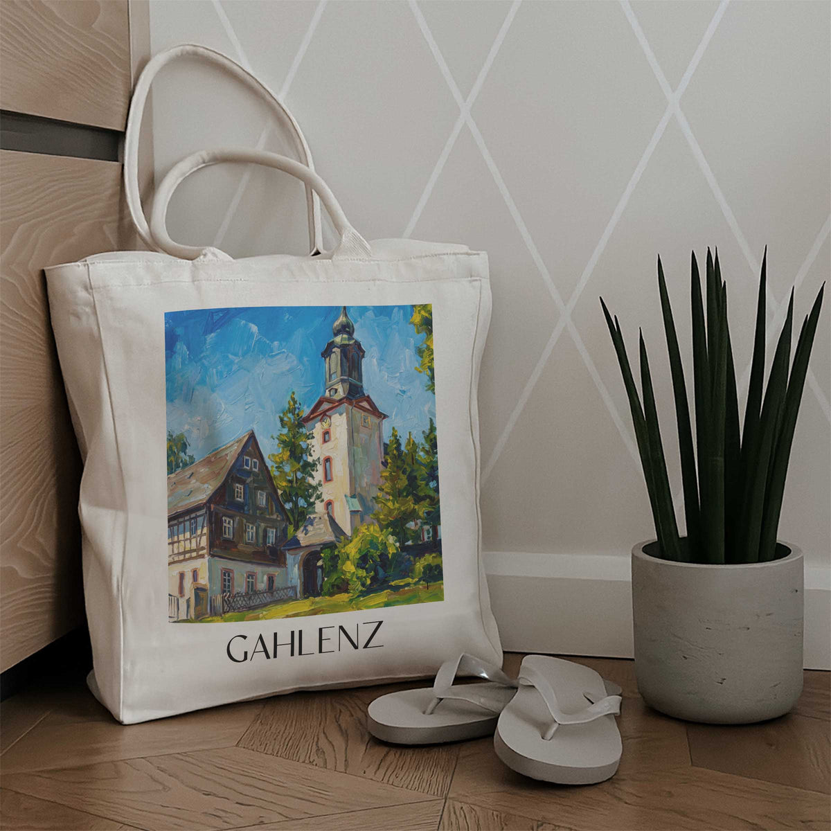 gahlenz-erzgebirge-deutschland-einkaufstasche-oil-painting-oelgemaelde