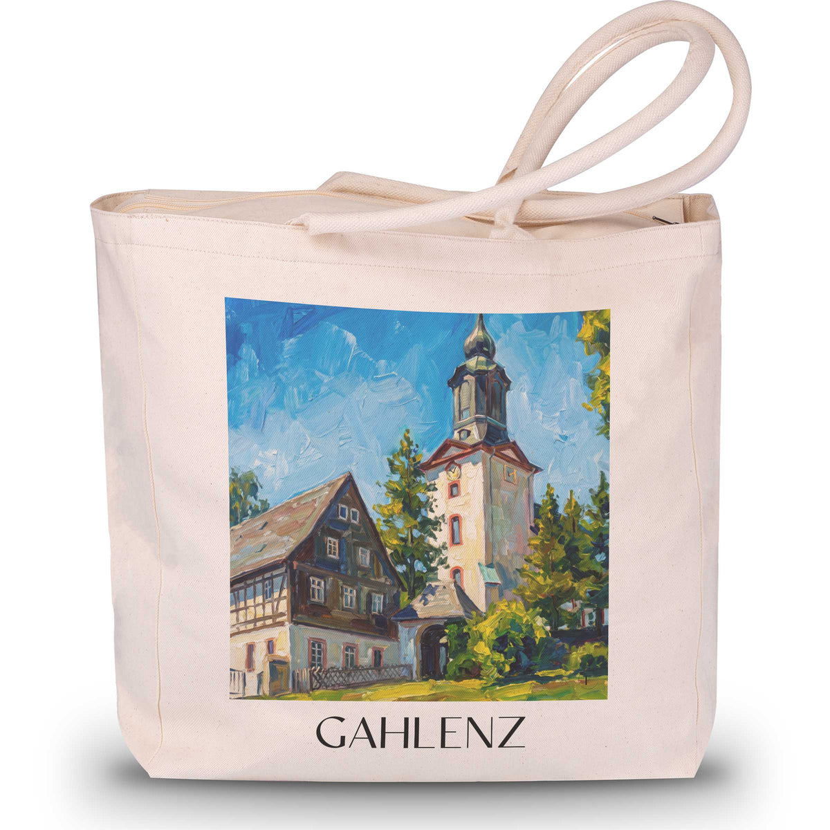 Gahlenz Shopping Tasche - Erzgebirge - Deutschland Tote Bag - Einkaufstasche im Ölgemälde Stil - favplace
