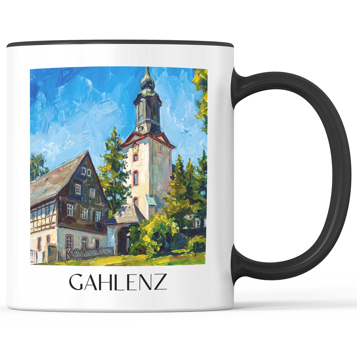 Gahlenz Kaffeebecher - Erzgebirge - Deutschland Becher - Kaffeetasse im Ölgemälde Stil