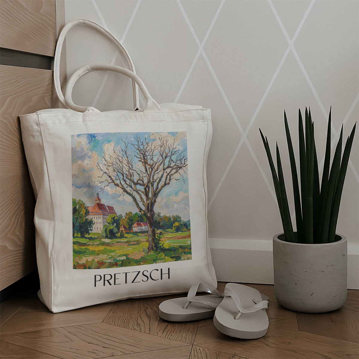 pretzsch-sachsen-anhalt-deutschland-einkaufstasche-oil-painting-oelgemaelde