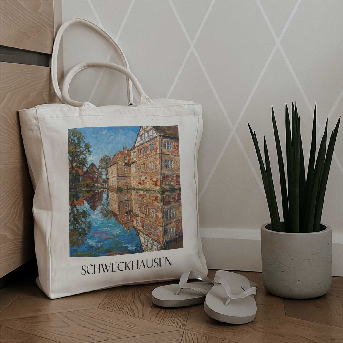 schweckhausen-warburger-börde-deutschland-einkaufstasche-oil-painting-oelgemaelde
