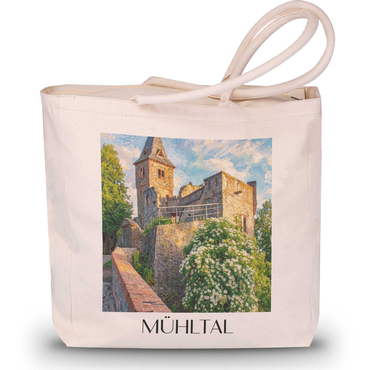 Mühltal Shopping Tasche - Odenwald - Deutschland Tote Bag - Einkaufstasche im Ölgemälde Stil - favplace