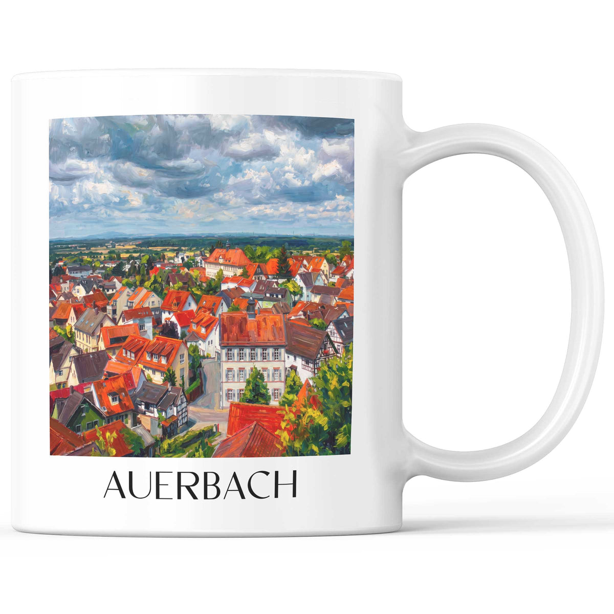 Auerbach Kaffeebecher - Bergstraße - Deutschland Becher - Kaffeetasse im Ölgemälde Stil