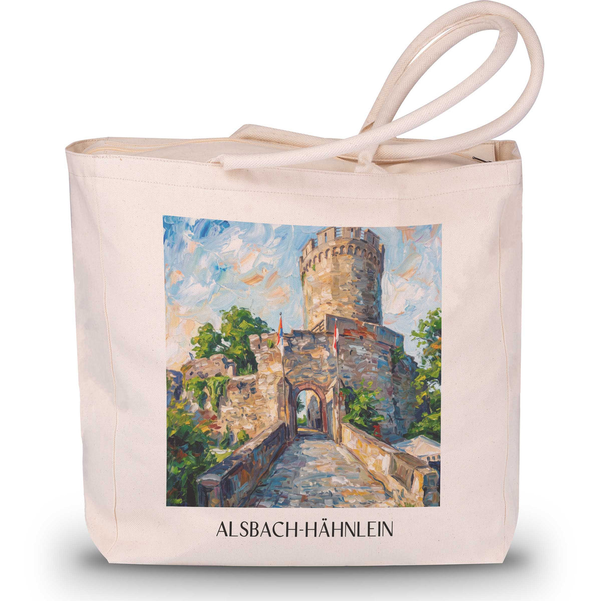 Alsbach-Hähnlein Shopping Tasche - Bergstraße - Deutschland Tote Bag - Einkaufstasche im Ölgemälde Stil - favplace