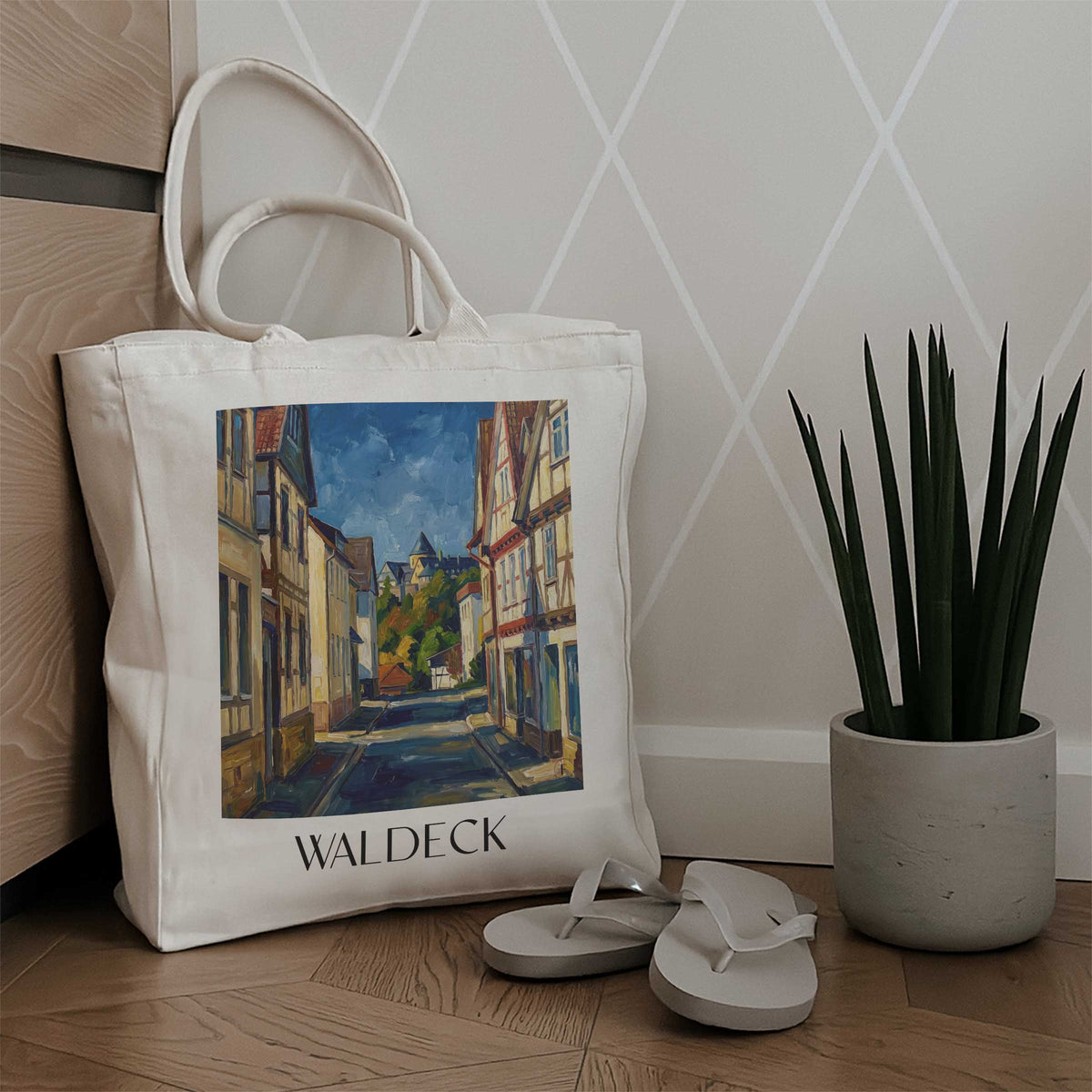 waldeck-edersee-deutschland-einkaufstasche-oil-painting-oelgemaelde