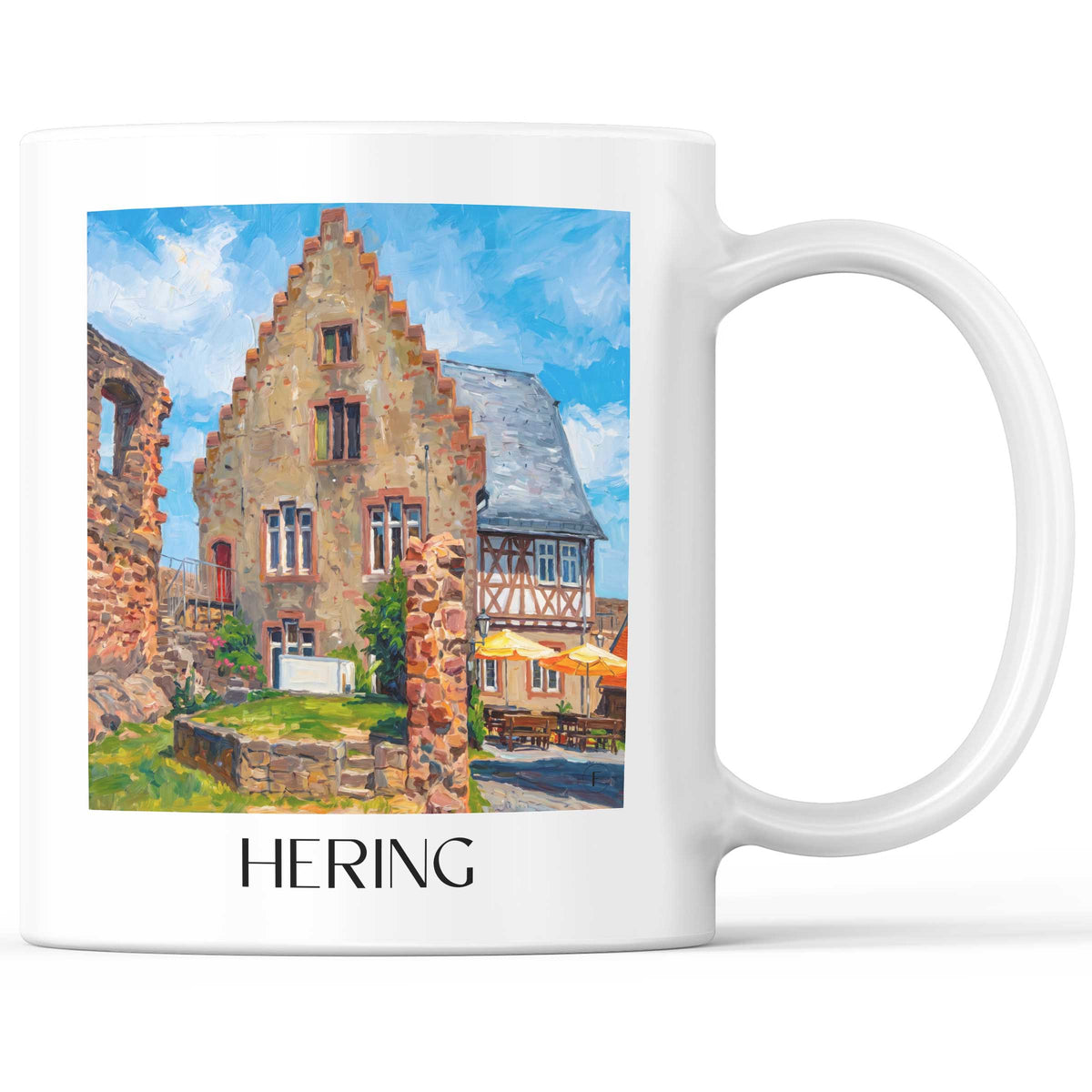 Hering Kaffeebecher - Odenwald - Deutschland Becher - Kaffeetasse im Ölgemälde Stil
