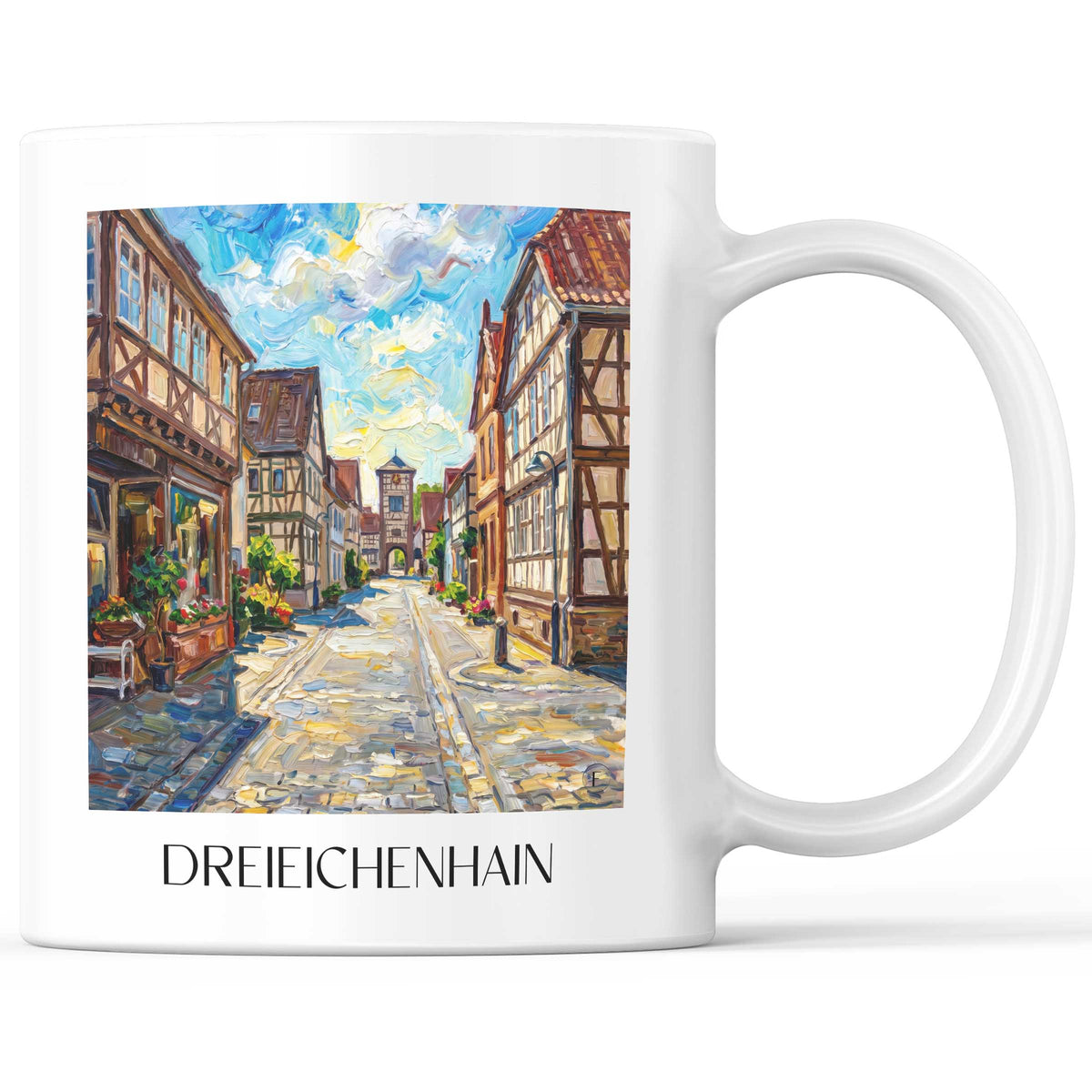 Dreieichenhain Kaffeebecher - Rhein-Main - Deutschland Becher - Kaffeetasse im Ölgemälde Stil