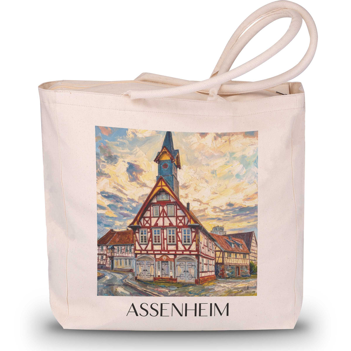 Assenheim Shopping Tasche - Wetterau - Deutschland Tote Bag - Einkaufstasche im Ölgemälde Stil - favplace