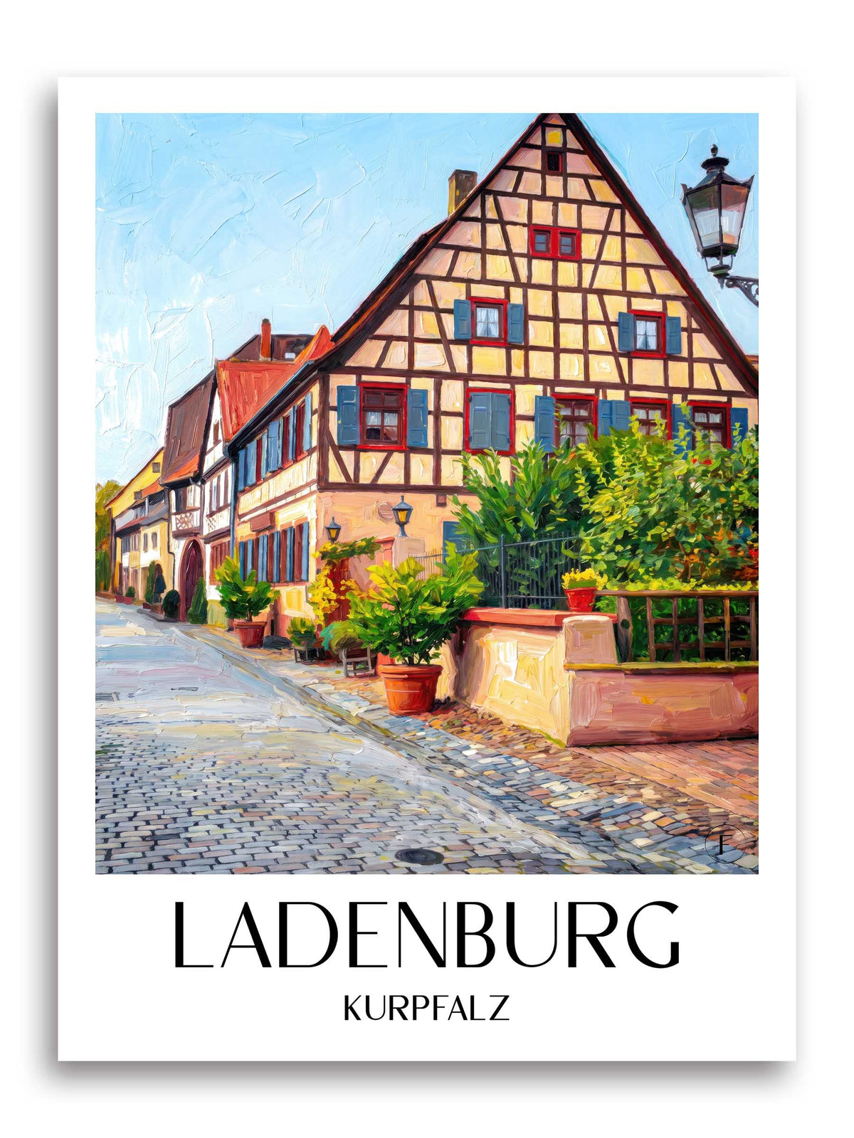 Ladenburg Poster - Kurpfalz - Deutschland Kunstdruck - Ölgemälde von A4 bis A1