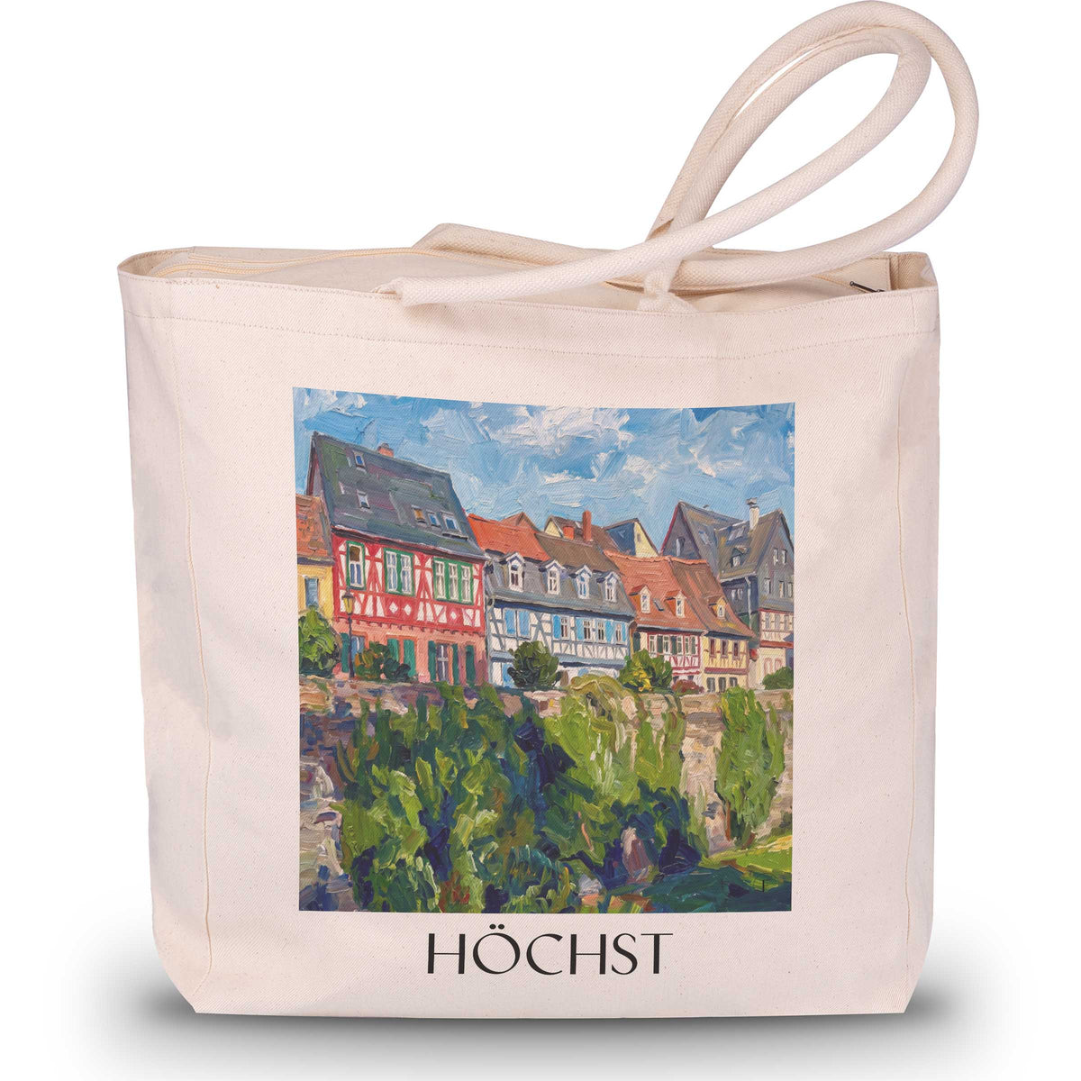 Höchst Shopping Tasche - Odenwald - Deutschland Tote Bag - Einkaufstasche im Ölgemälde Stil - favplace