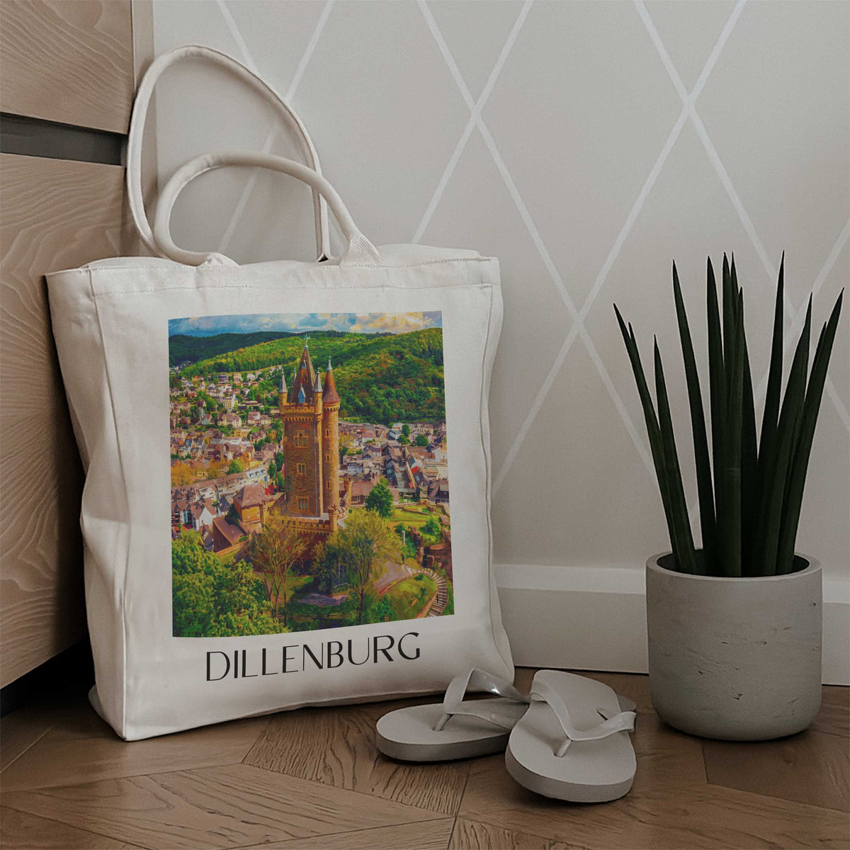 dillenburg-lahn-dill-bergland-deutschland-einkaufstasche-oil-painting-oelgemaelde