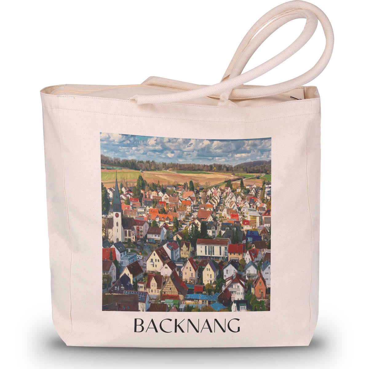Backnang Shopping Tasche - Rems-Murr-Kreis - Deutschland Tote Bag - Einkaufstasche im Ölgemälde Stil - favplace