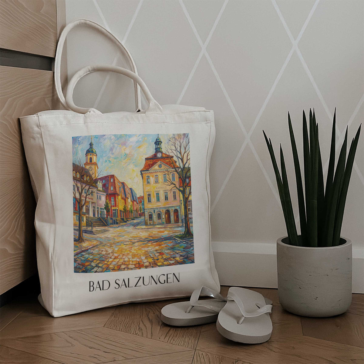 bad-salzungen-werratal-deutschland-einkaufstasche-oil-painting-oelgemaelde