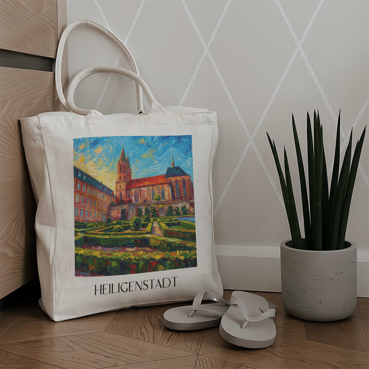 heiligenstadt-thüringen-deutschland-einkaufstasche-oil-painting-oelgemaelde