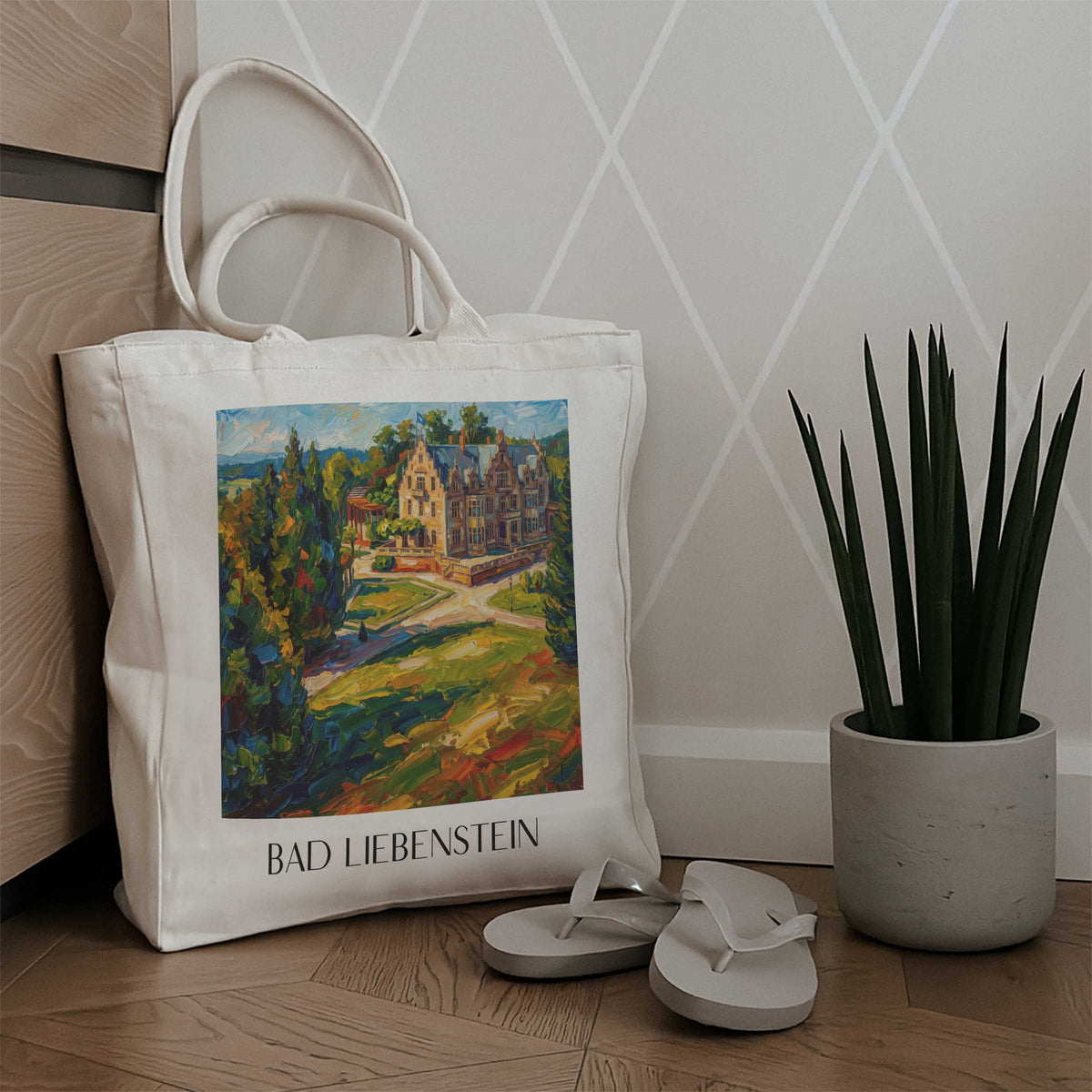 bad-liebenstein-thüringer-wald-deutschland-einkaufstasche-oil-painting-oelgemaelde